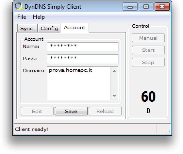 Configurazione dynDNS.it per dyndns Simply Client - dynDNS.it - DNS dinamico gratuito